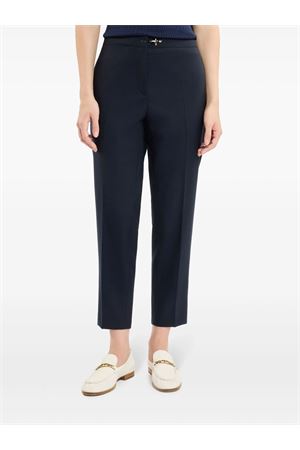 Pantaloni dritti in lana vergine blu navy FAY | NTW80504770UMAU808