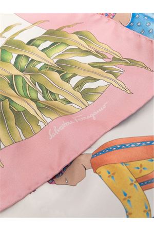 Pink and ivory silk scarf FERRAGAMO | 0756254AVORIOROSAVORIOAZZURRO