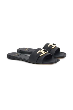 Sandali flat in pelle nera FERRAGAMO | 0769636NERO