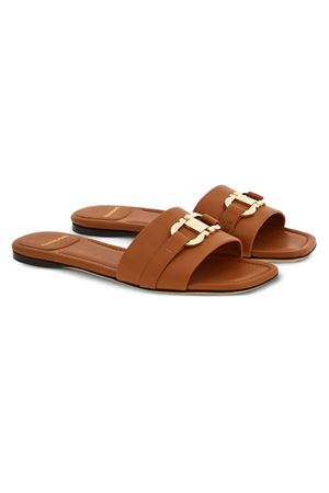 Sandali flat in pelle marrone FERRAGAMO | 0769637CUOIO