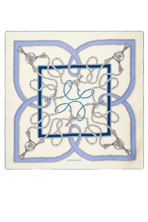 Foulard di seta bianco e blu FERRAGAMO | 0779449BLUEAVORIO