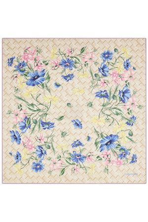 Bouquet printed silk scarf FERRAGAMO | 0779524BEIGEBLUE