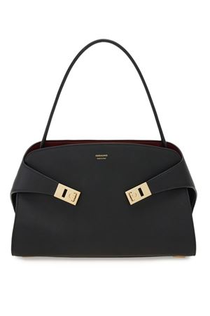 Borsa a spalla Hug Soft bicolore (M) FERRAGAMO | 0781694NEROBORGOGNA