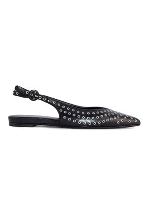 Black leather flat slingback HALMANERA | LAS53NERO