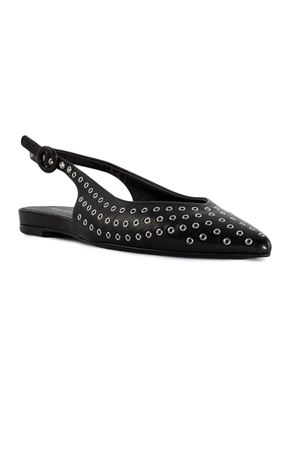 Black leather flat slingback HALMANERA | LAS53NERO