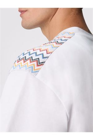 T-shirt girocollo in cotone bianco MISSONI | US25SL0BBJ00M6S01G0