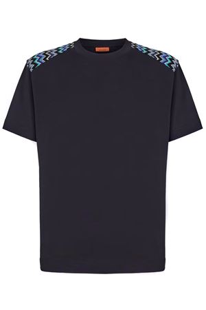 T-shirt girocollo in cotone nero MISSONI | US25SL0BBJ00M6S72JV