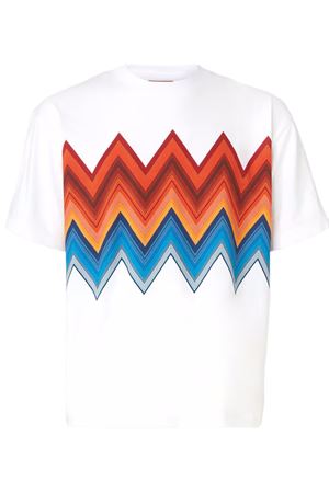 T-shirt girocollo in cotone bianco MISSONI | US25SL0FBJ00MXS01G9