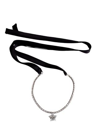 Rhinestone and ribbon necklace RADA' | C6620NERO