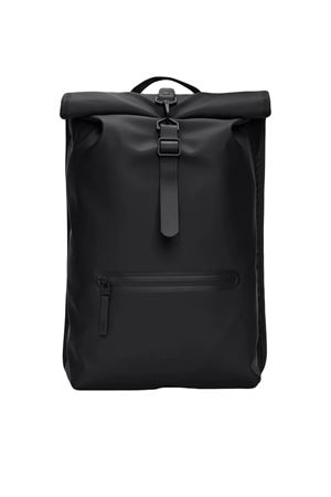 Black PU fabric MSN backpack RAINS | RA13320BLACK