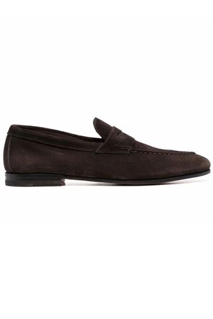 Brown suede penny loafer SANTONI | MCNC18007SA4SRVRT50DARKBROWN