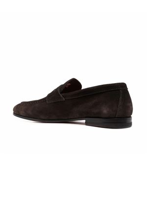 Brown suede penny loafer SANTONI | MCNC18007SA4SRVRT50DARKBROWN