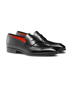 Black leather penny loafer SANTONI | MGSI14944SMABUSFN01BLACK