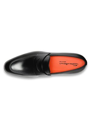 Black leather penny loafer SANTONI | MGSI14944SMABUSFN01BLACK