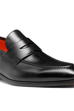 Black leather penny loafer SANTONI | MGSI14944SMABUSFN01BLACK