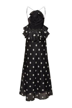 Crush Ruffle Halter Maxi Dress in Black/Cream Dot ZIMMERMANN | 2068DR251BLKCRMDT