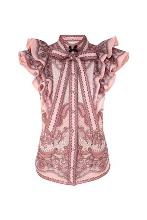 Blusa in organza di seta e lino rosa ZIMMERMANN | 2167TR251PNKLACPRI