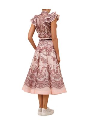 Gonna midi in organza di seta e lino rosa ZIMMERMANN | 2272SR251PNKLACPRI