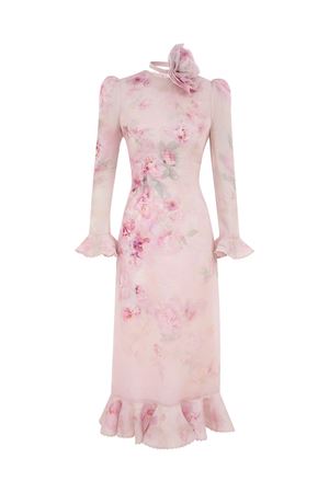 Abito midi in seta e lino rosa ZIMMERMANN | 2337DR251PIF